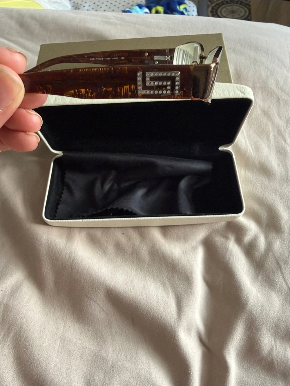 Versace Gold Metal Rectangular Women's Glasses with White Case